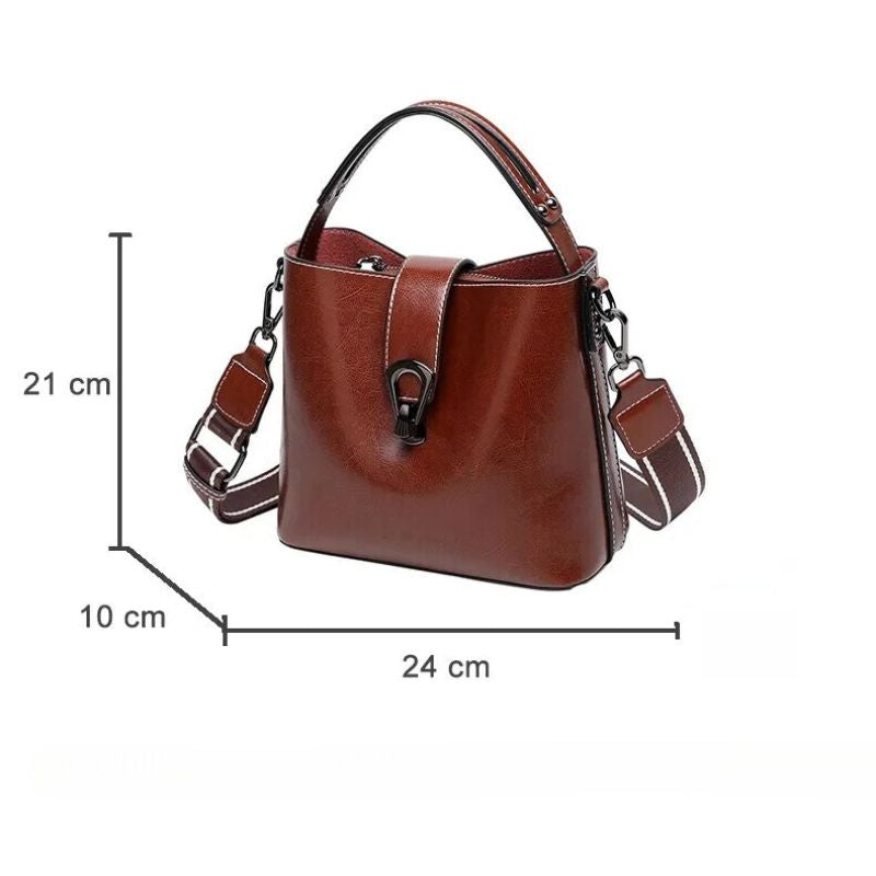 Real Oil Wax Leather Bucket Bag