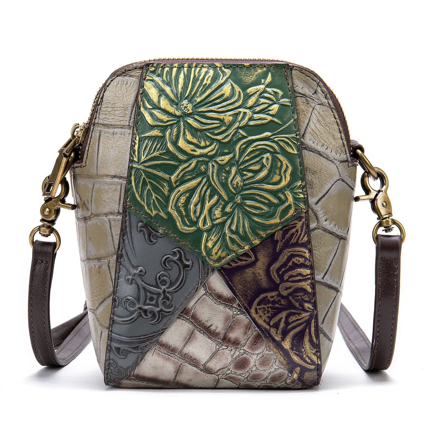 Retro Ethnic Style Cowhide Crossbody Bag - Scraften