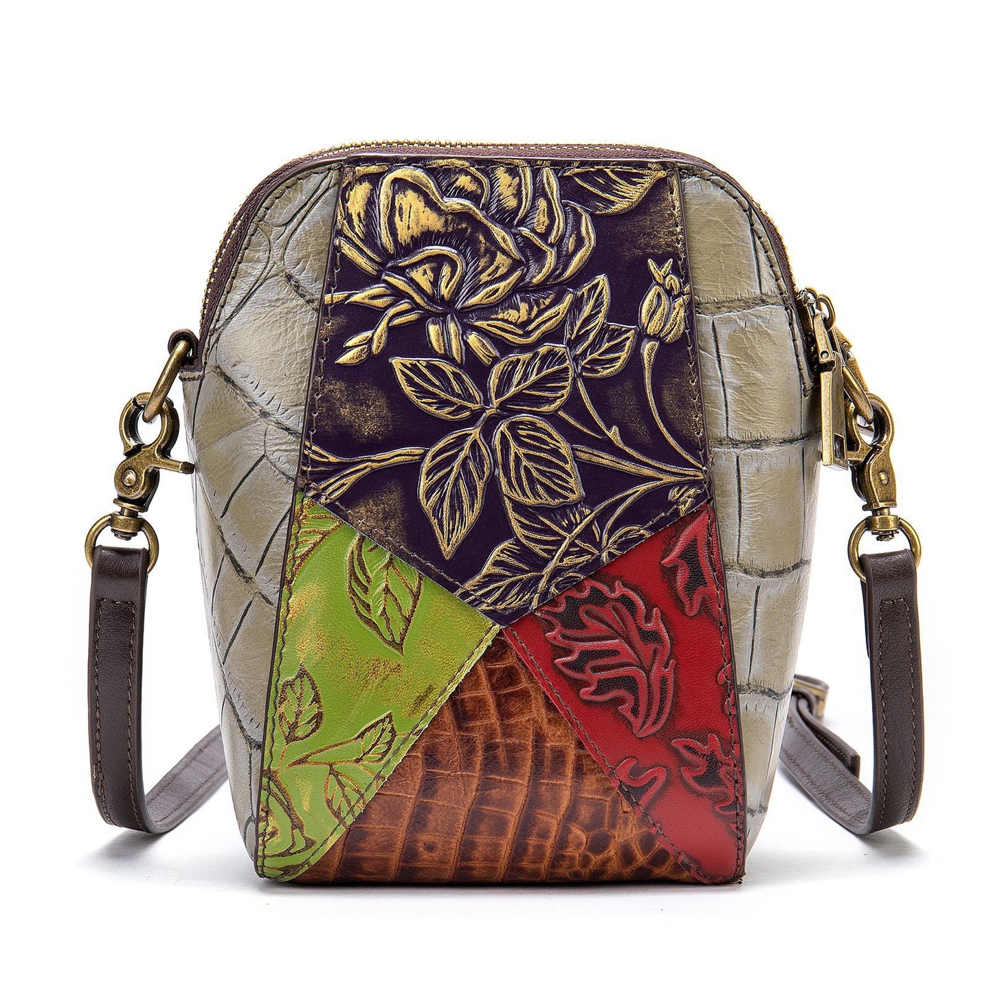 Retro Ethnic Style Cowhide Crossbody Bag - Scraften