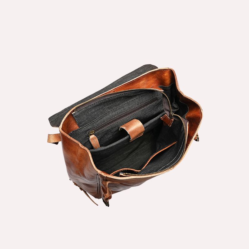Retro Genuine Leather Casual Business Men's Backpack
