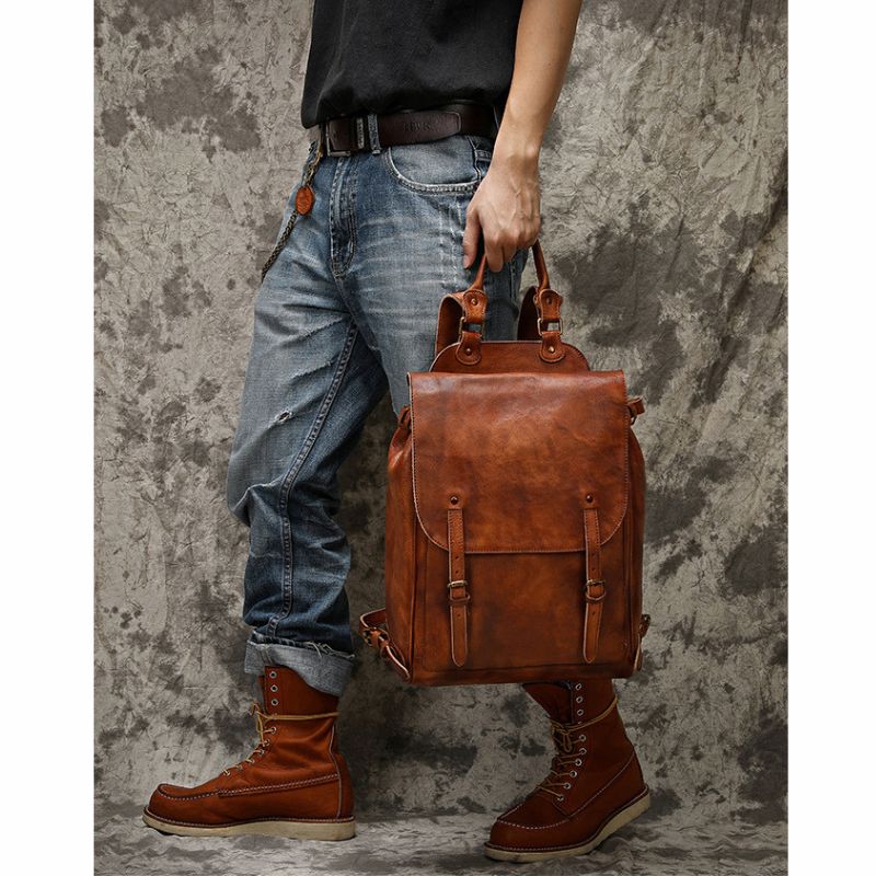 Retro Genuine Leather Casual Business Men's Backpack