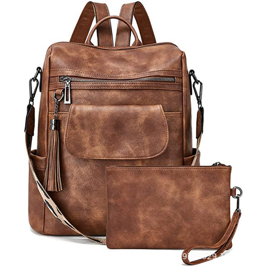 Retro Leather Women's Backpack Urban Style, Large Capacity, Hot-Selling