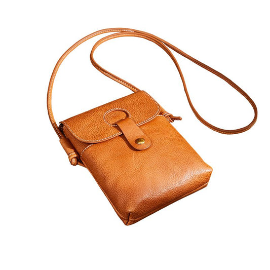 Retro Top Layer Cowhide Cell Phone Bag