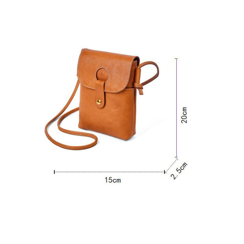 Retro Top Layer Cowhide Cell Phone Bag