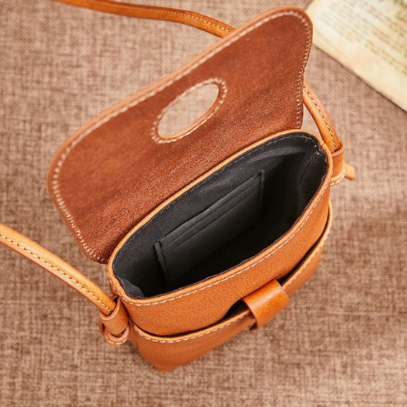 Retro Top Layer Cowhide Cell Phone Bag