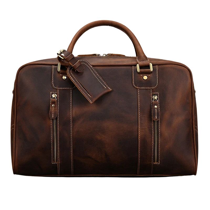 Handcrafted Crazy Horse Leather Travel Duffle