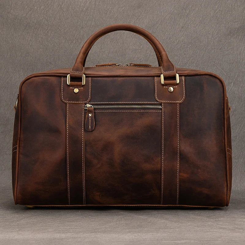 Handcrafted Crazy Horse Leather Travel Duffle
