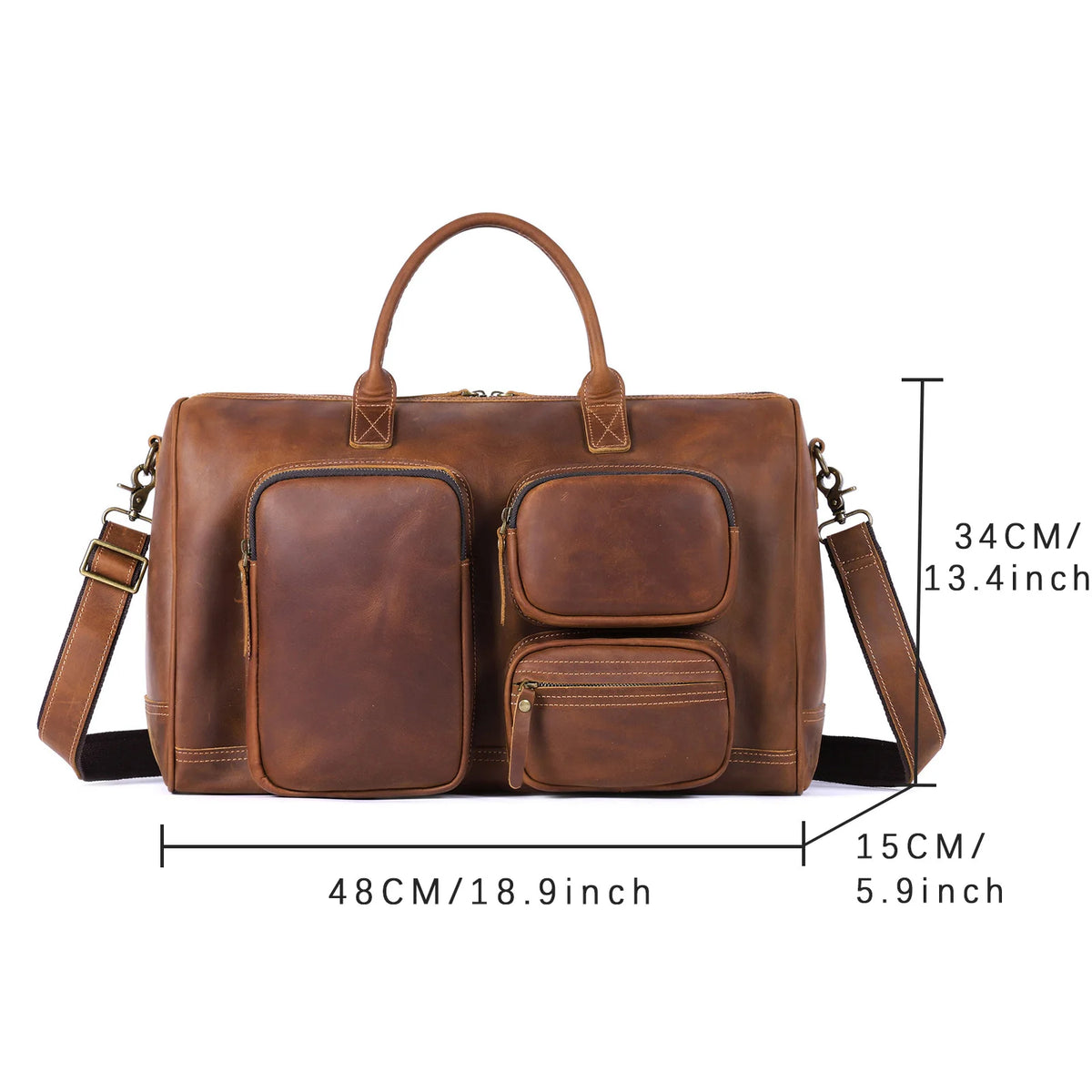 Men's Full Grain Leather Laptop Briefcase For Work