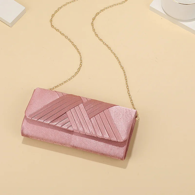 Women’s Striped Envelope Evening Bag Chain Shoulder Bag