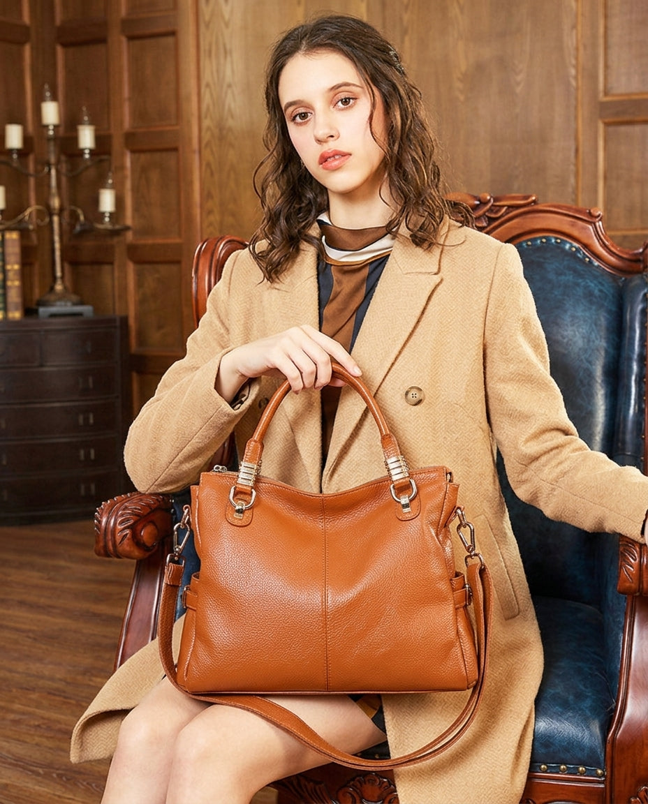 Classic Wild Leather Handbag - Stylish First Layer Cowhide Bag