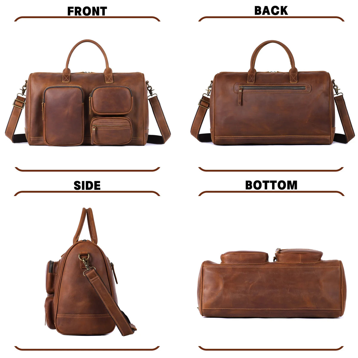 Men's Full Grain Leather Laptop Briefcase For Work