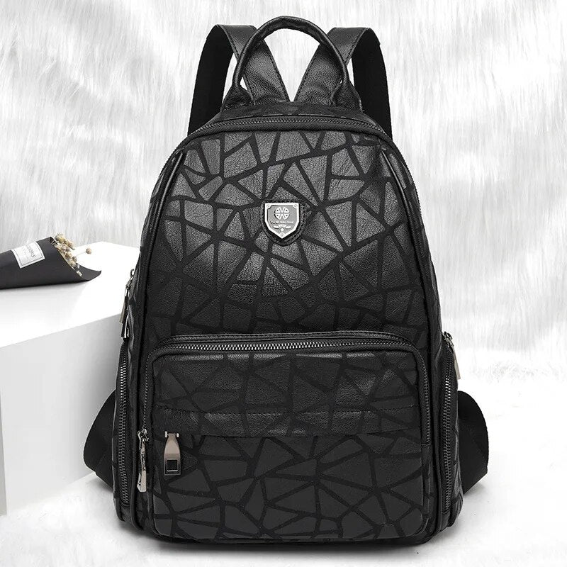 Stone Pattern Leather Backpacks