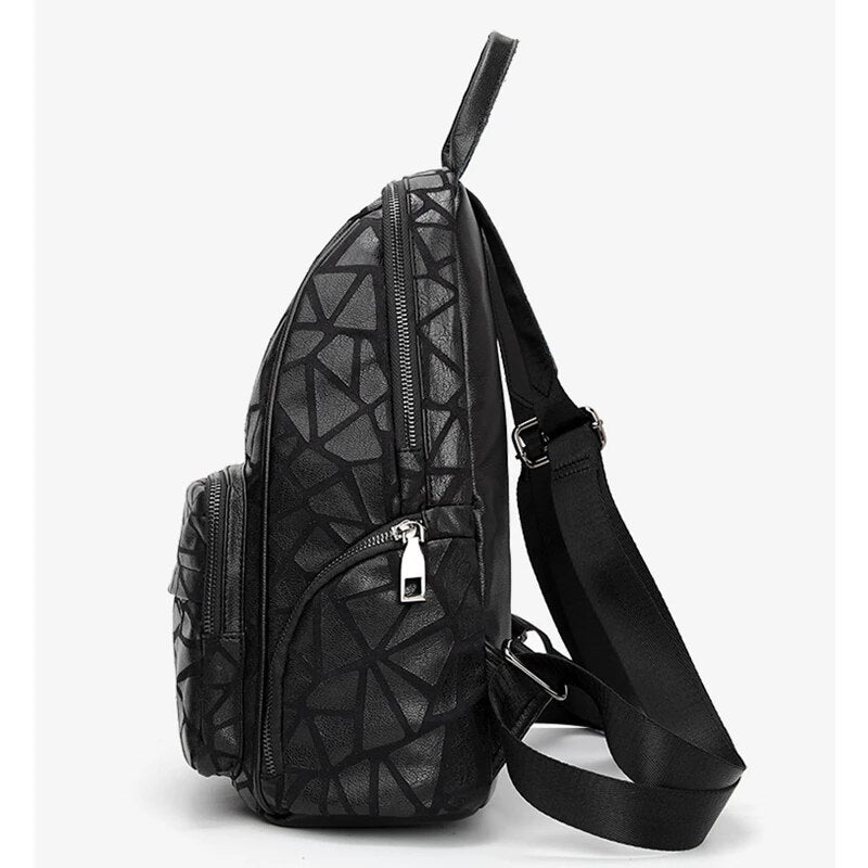 Stone Pattern Leather Backpacks