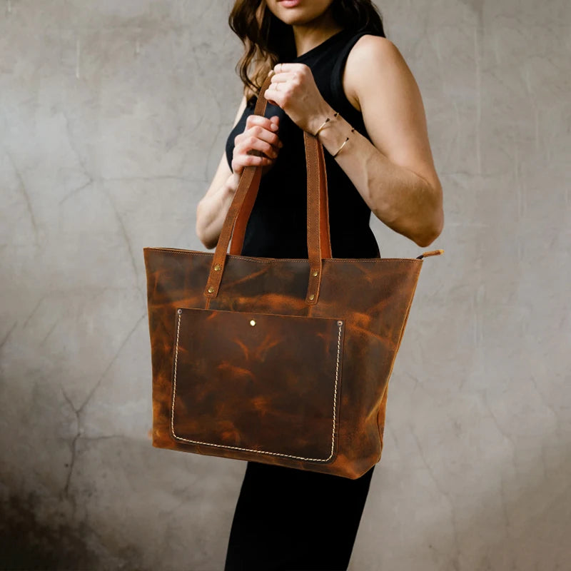 Stylish Genuine Cowhide Leather Tote for Women