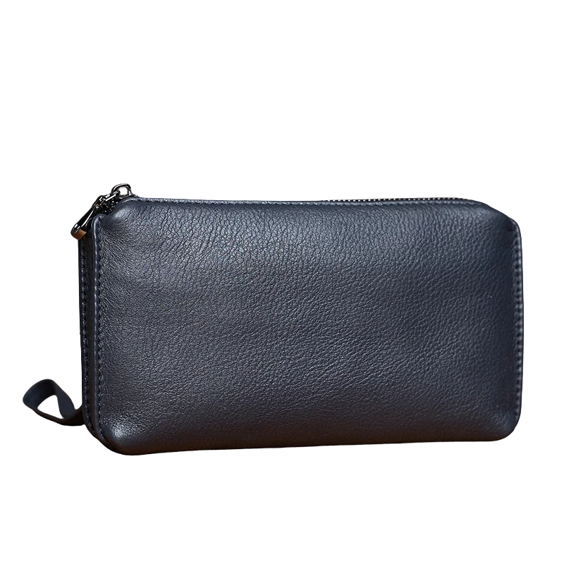 Men’s Genuine Cowhide Leather Handbag – Vintage Casual Clutch Organised Storage