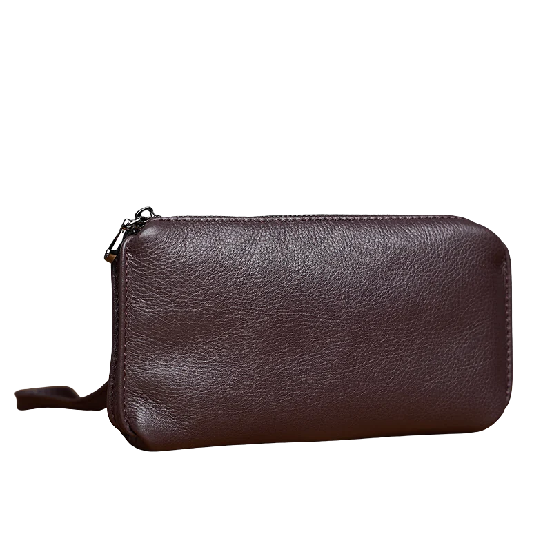 Men’s Genuine Cowhide Leather Handbag – Vintage Casual Clutch Organised Storage