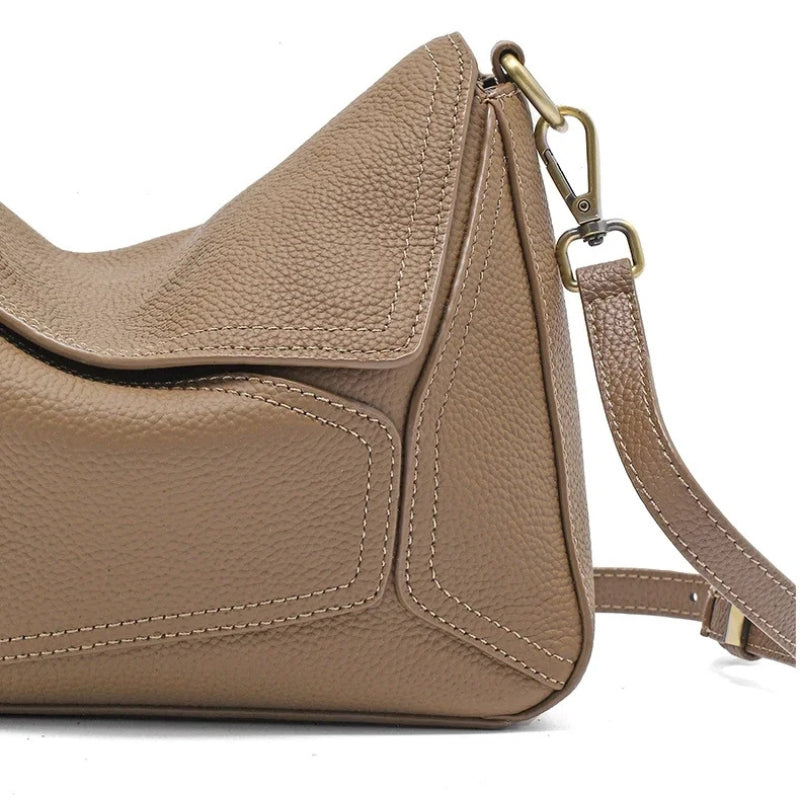 Cowhide Leather Women's Geometric Shoulder Bag - Luxury Crossbody Handbag