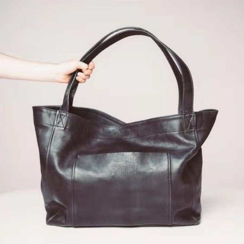 Vintage Oil Wax Leather Large Capacity Tote Bag for Women - Scraften