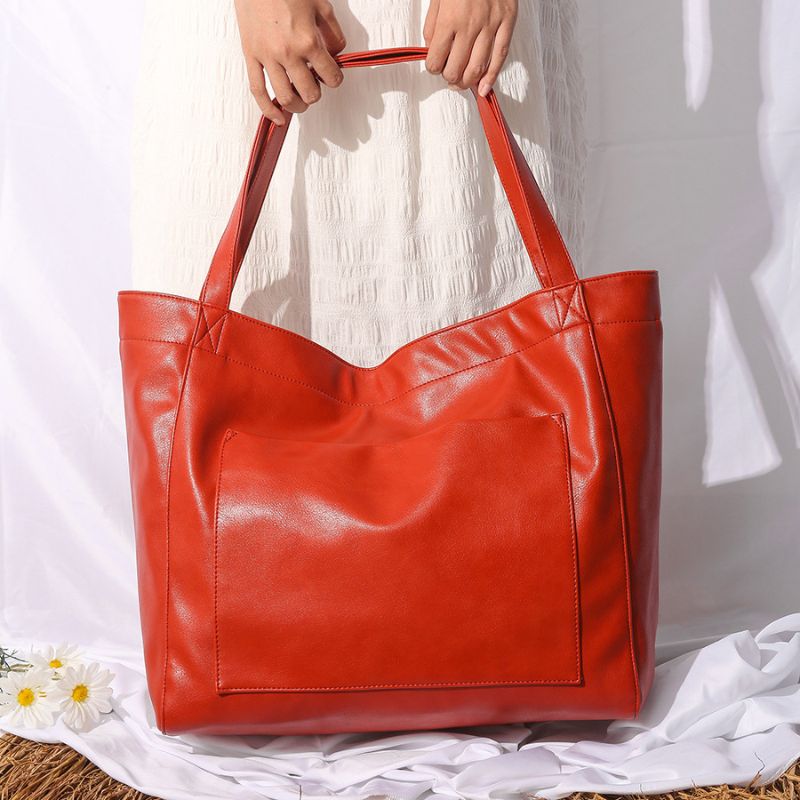 Vintage Oil Wax Leather Large Capacity Tote Bag for Women - Scraften