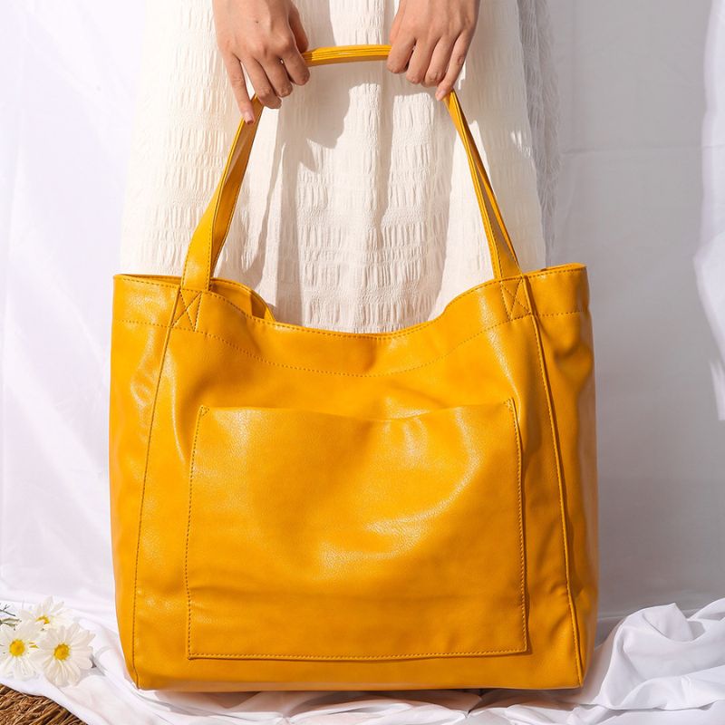 Vintage Oil Wax Leather Large Capacity Tote Bag for Women - Scraften