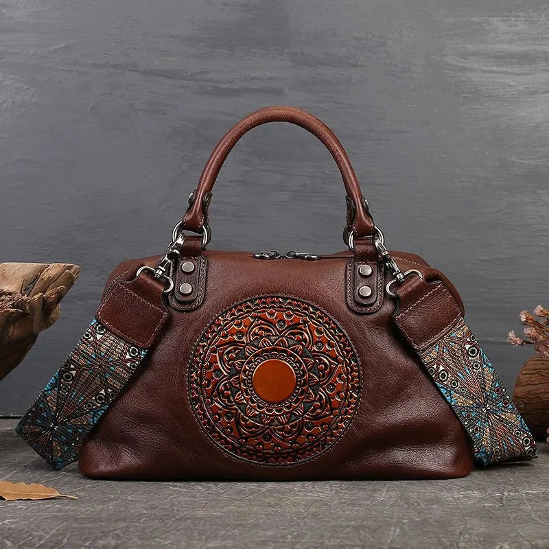 Vintage Totem Genuine Leather Women's Dumpling Bag