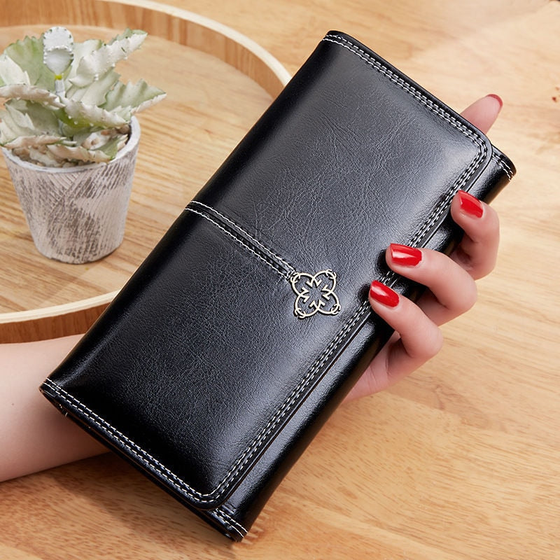 Women's Leather luxury Long Wallet