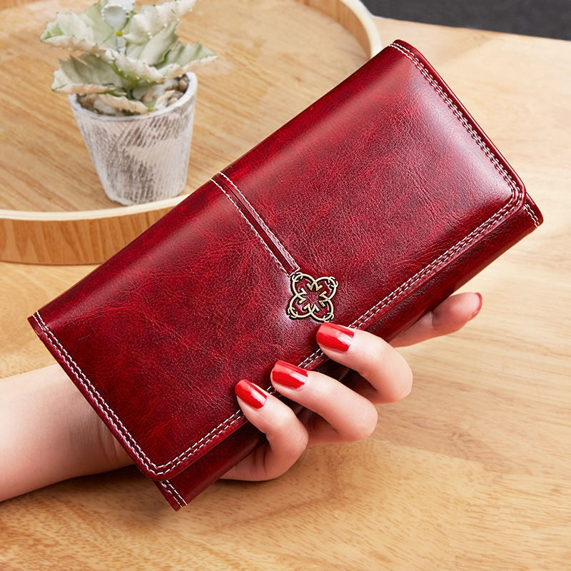 Women's Leather luxury Long Wallet