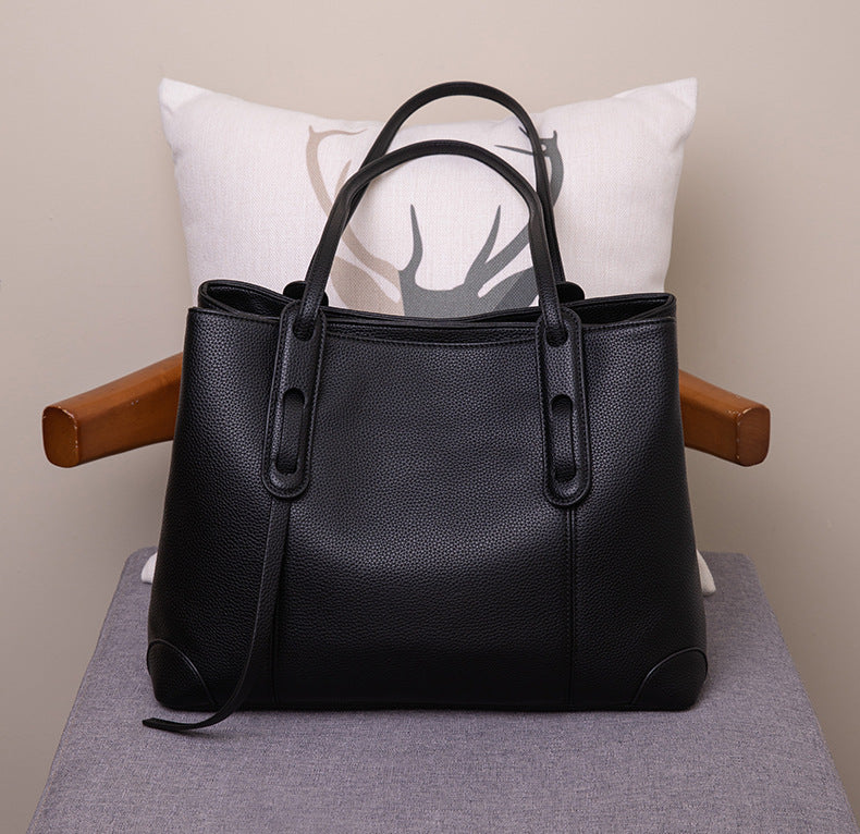 Luxury Soft Cowhide Leather Tote Bag - Women's Shoulder Handbag