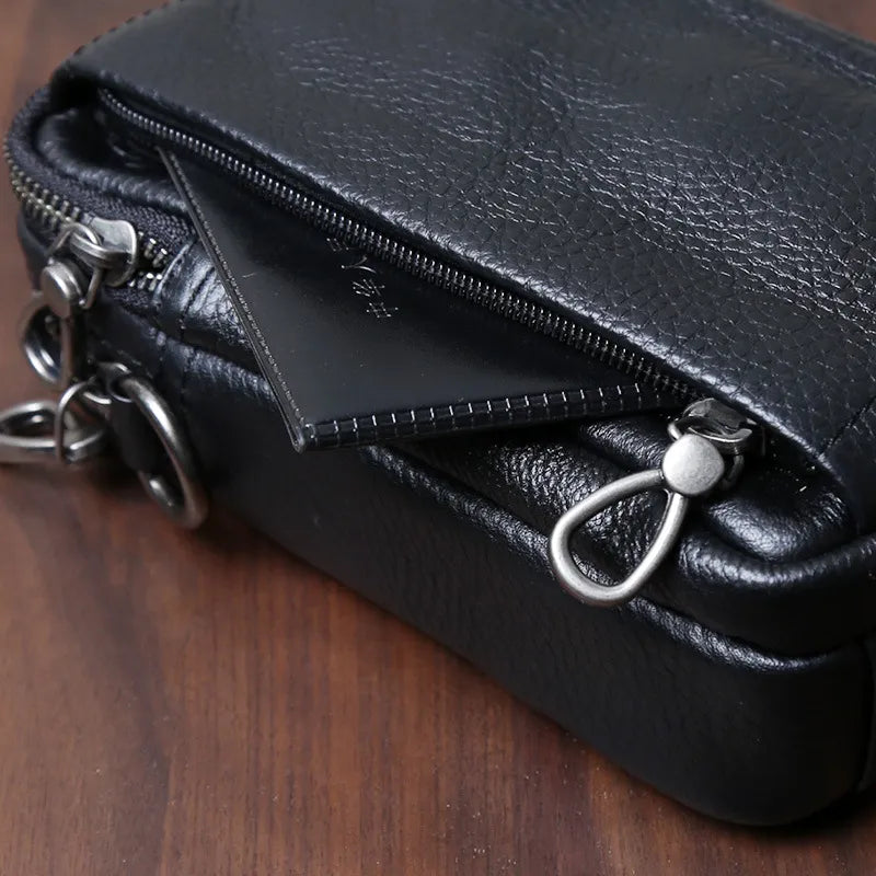 Urban Style Casual Small Crossbody Bag - Top-Layer Cowhide Compact Bag
