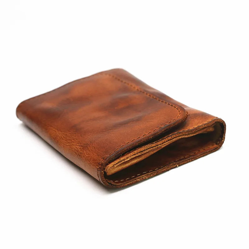 Handmade Leather RFID Zipper Wallet - Vintage Card Holder Coin Purse