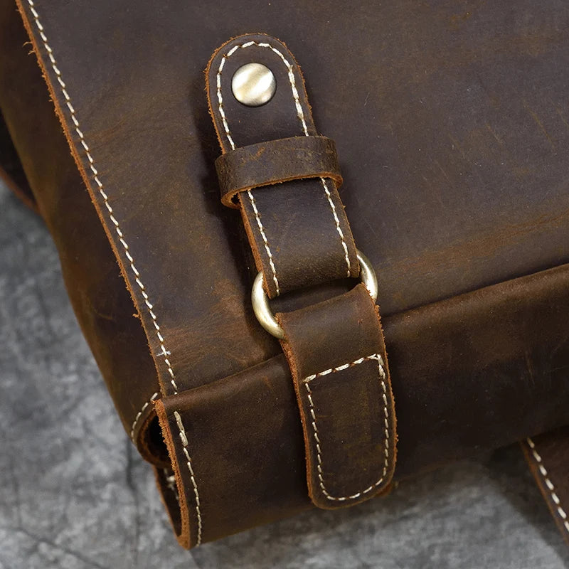 Men's Retro Crazy Horse Leather Backpack - Rucksack Brown Laptop Bag