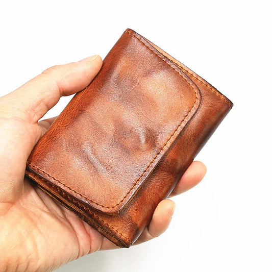 Handmade Leather RFID Zipper Wallet - Vintage Card Holder Coin Purse