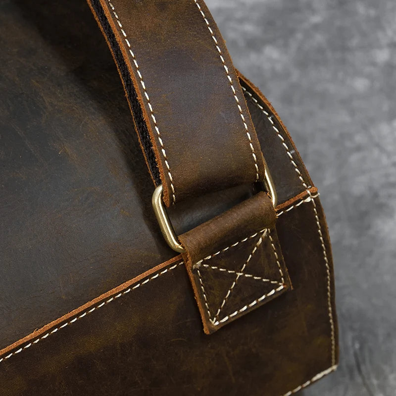 Men's Retro Crazy Horse Leather Backpack - Rucksack Brown Laptop Bag