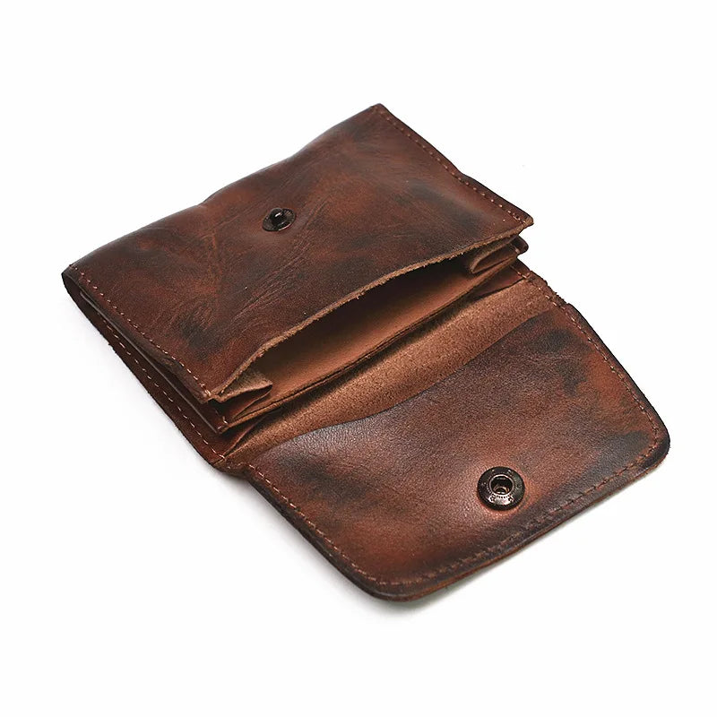Handmade Leather RFID Zipper Wallet - Vintage Card Holder Coin Purse