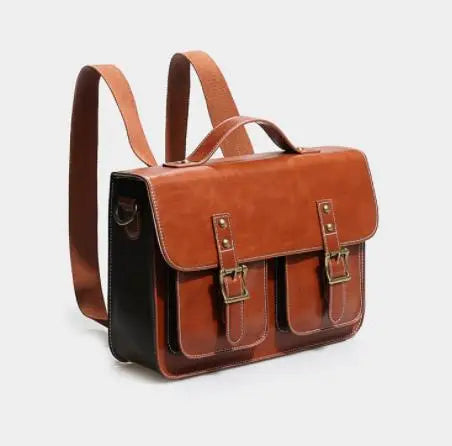 Retro Leather Women backpacks Shoulder Bag - Laptop Business Handbags
