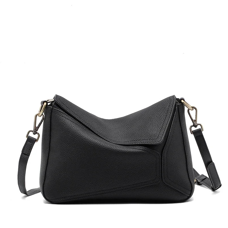 Cowhide Leather Women's Geometric Shoulder Bag - Luxury Crossbody Handbag