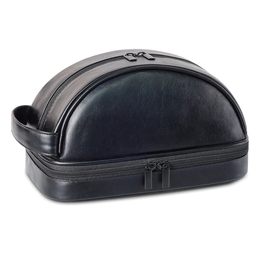 Men's Leather Waterproof Toiletry Bag - Large Capacity Storage Cosmetic Case
