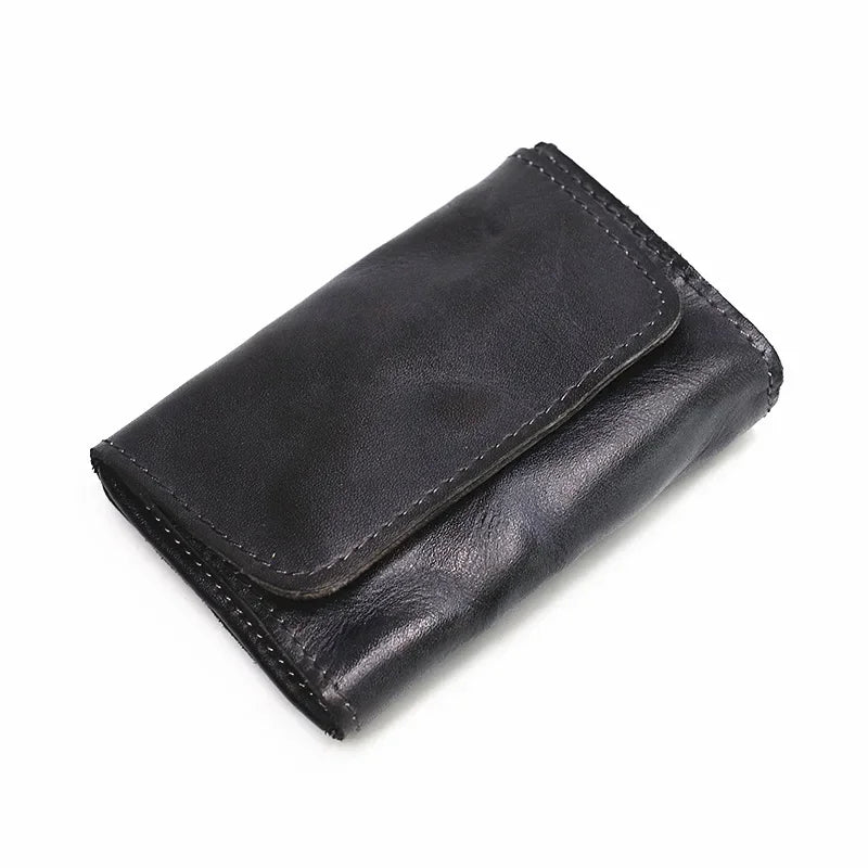 Handmade Leather RFID Zipper Wallet - Vintage Card Holder Coin Purse