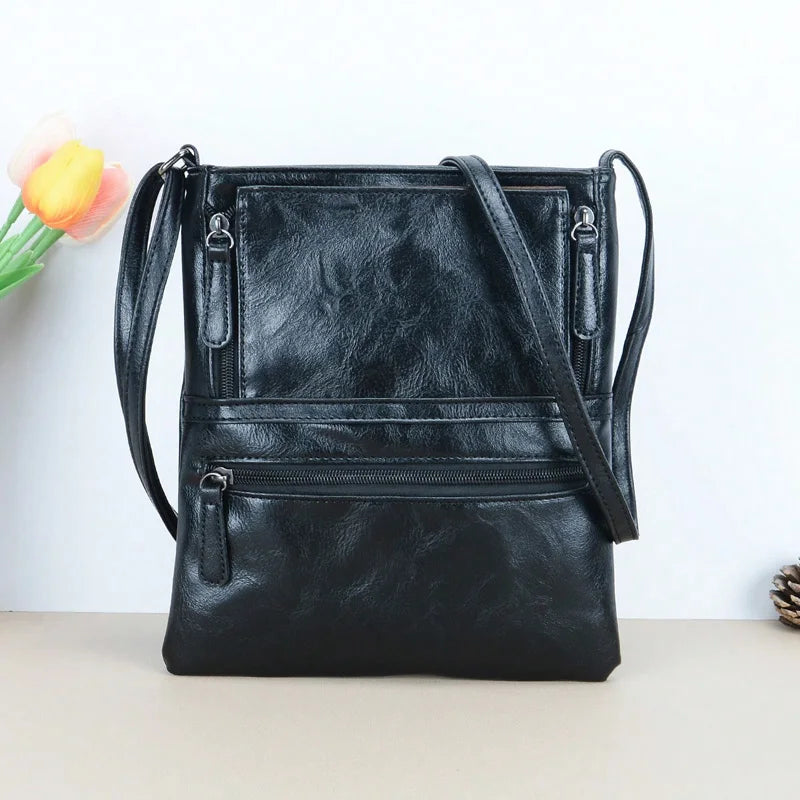 Vintage Multi-pocket Women Crossbody Bag - Soft PU Leather Shoulder Bag