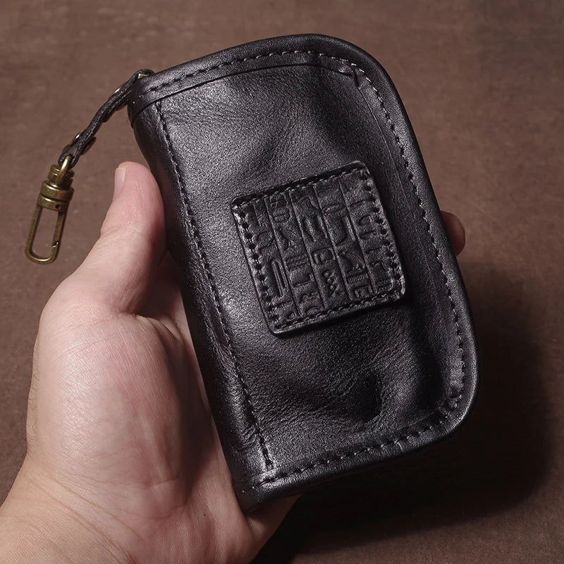 Vintage Luxury Genuine Leather Car Key Bag - Multipurpose Wallet Card Holder