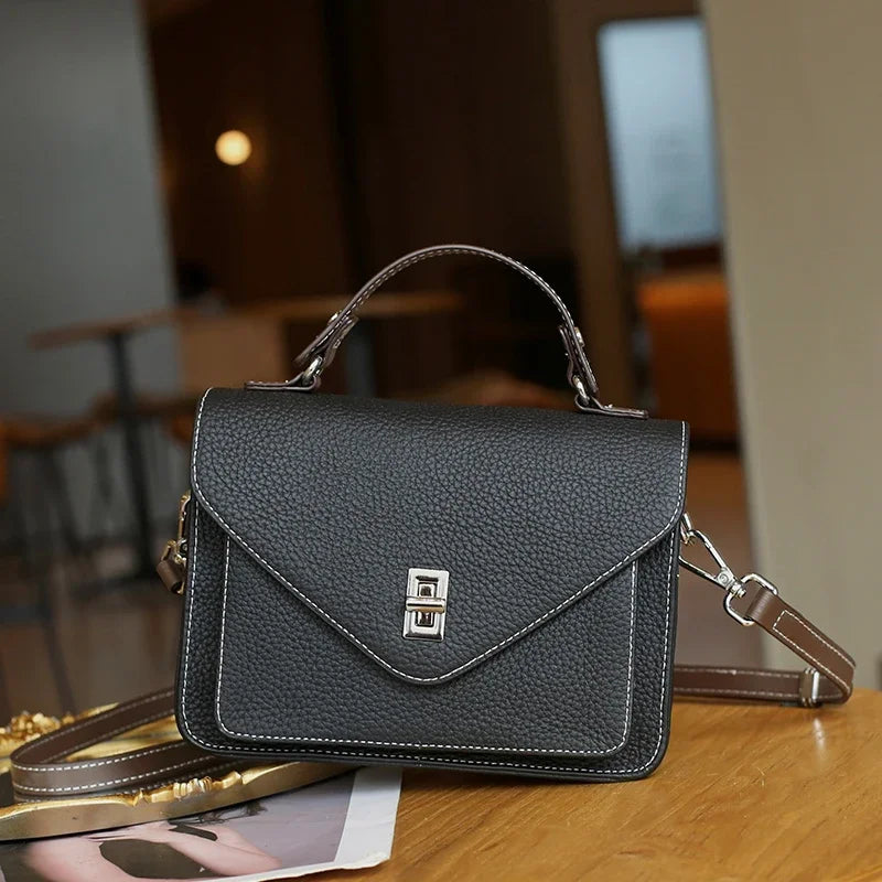 Cowhide Casual Crossbody Bag - Women Genuine Leather Handbag