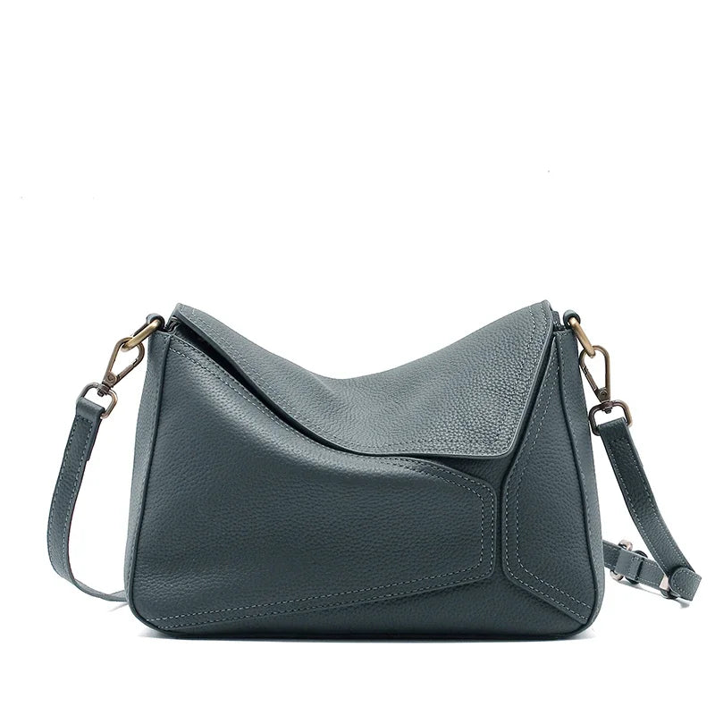 Cowhide Leather Women's Geometric Shoulder Bag - Luxury Crossbody Handbag