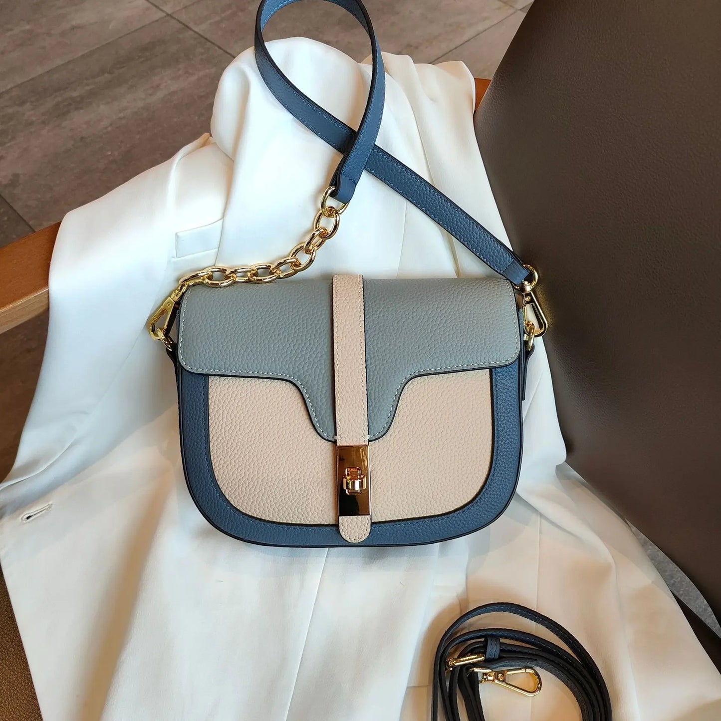 Women Luxury First Layer Saddle Bag - Compact Shoulder Crossbody Bags