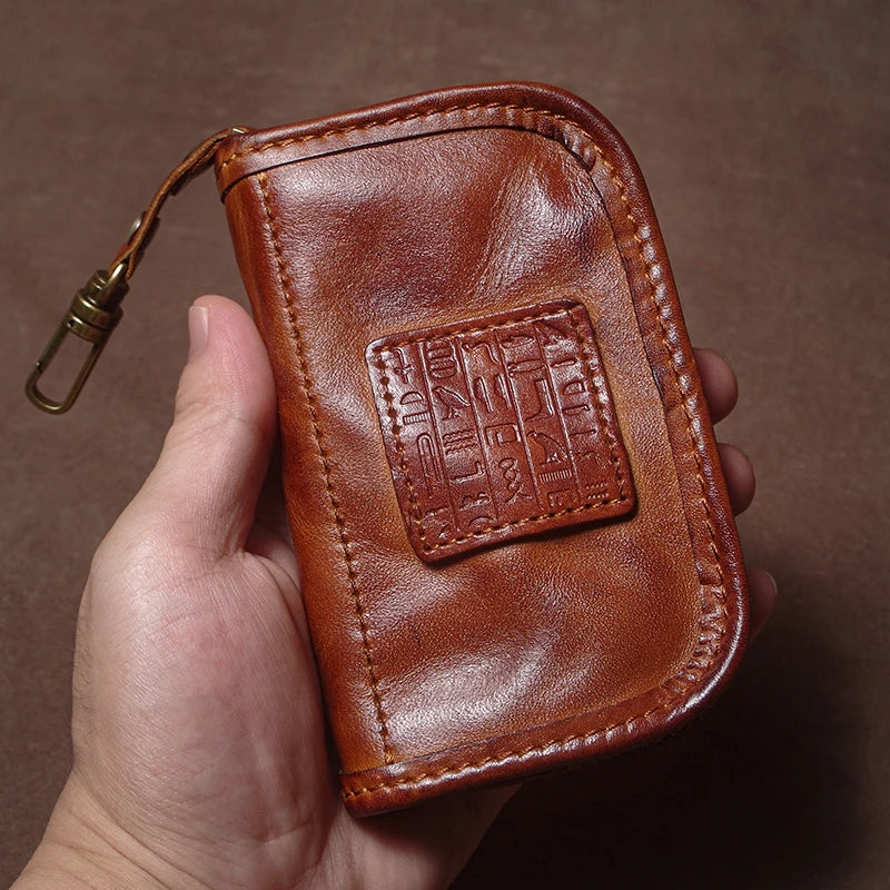 Vintage Luxury Genuine Leather Car Key Bag - Multipurpose Wallet Card Holder