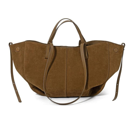 Women’s Leather Shoulder Tote – Frosted Cowhide Large Capacity Wing Bag