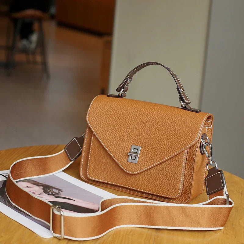 Cowhide Casual Crossbody Bag - Women Genuine Leather Handbag