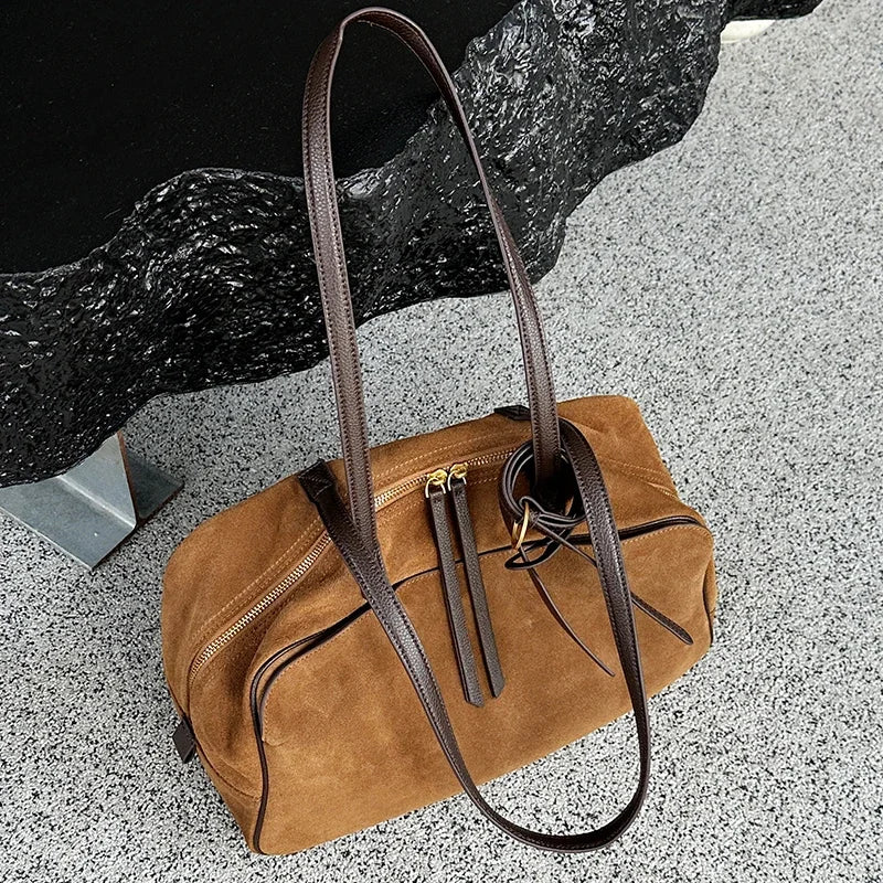 Women's Suede Cowhide Luxury Tote Bag - Large Capacity Winter Velvet Bags