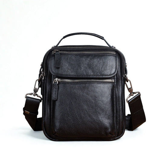 Cowhide Retro Casual Men's Messenger Bag - Vintage Crossbody Leather Handbag