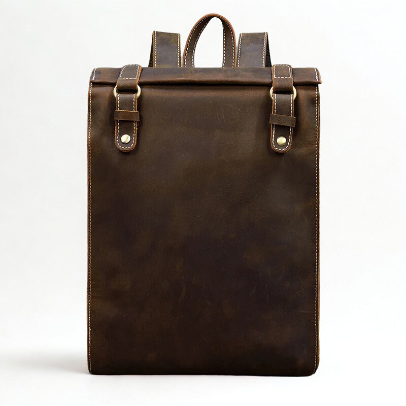 Men's Retro Crazy Horse Leather Backpack - Rucksack Brown Laptop Bag
