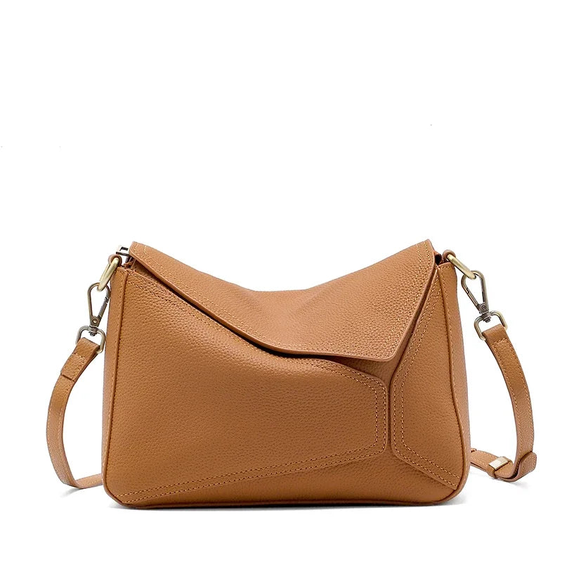 Cowhide Leather Women's Geometric Shoulder Bag - Luxury Crossbody Handbag